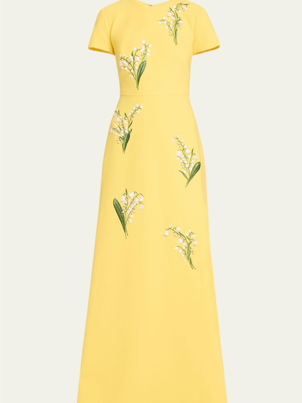 Yellow Floral Embroidered Maxi Dress Carolina Herrera new with tag
